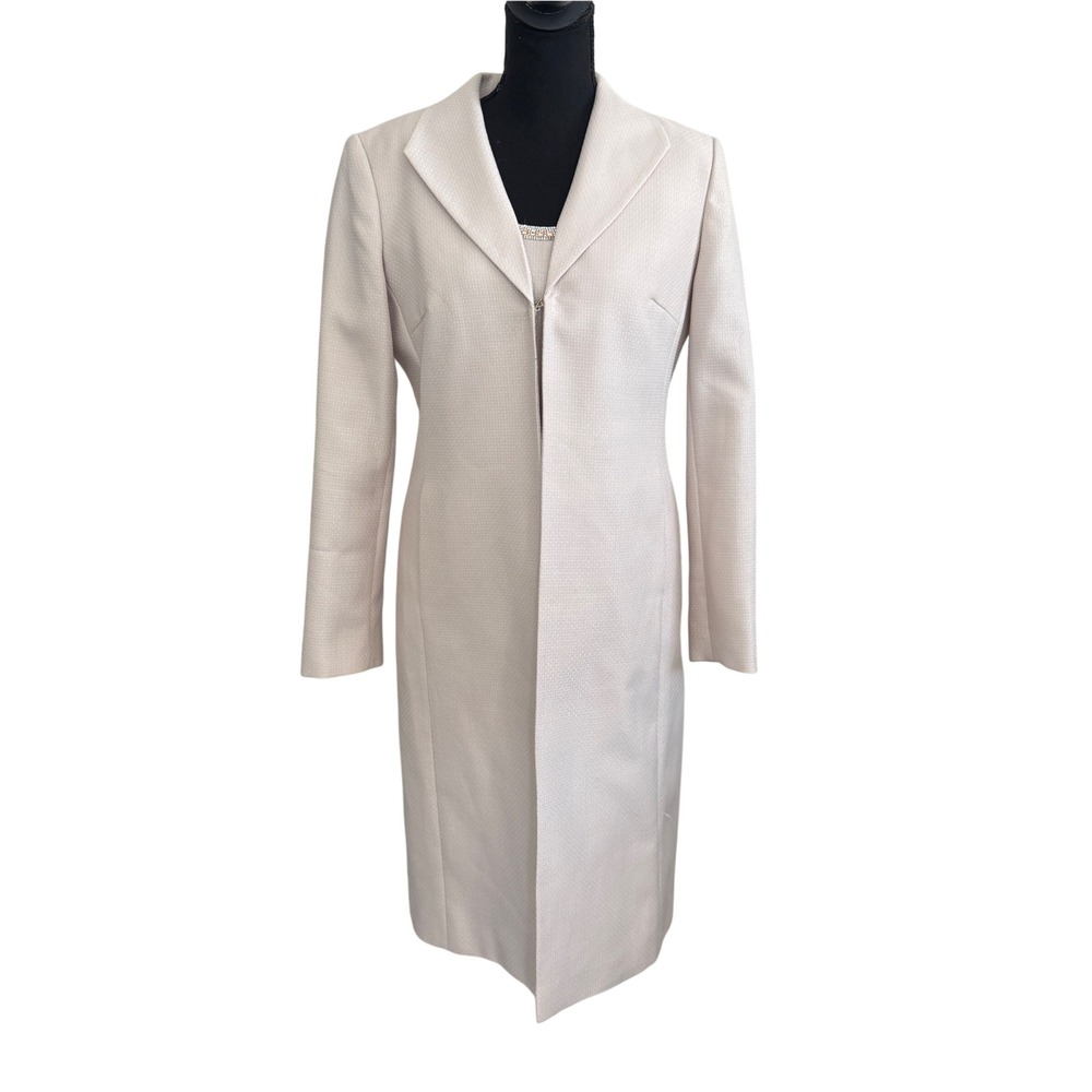 John Meyer Collection Cream Beaded Sheath Dress and Duster Coat Set 6 Timeless
